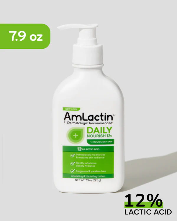 AmLactin Daily Nourish Lotion with 12% Lactic Acid Exfoliating & Hydrating Lotion (225g)
